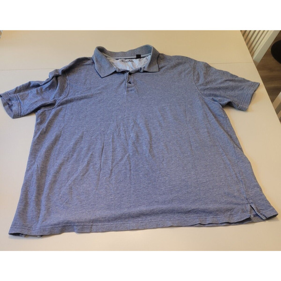 Tasso Elba Shirt Mens 4XLT‎ Blue Polo Short Sleeve 100% Cotton Soft - Picture 1 of 6